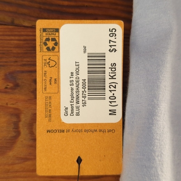 NWT REI | Periwinkle Blue Desert Adventure Short Sleeve Tee Size M (10-12) - Picture 4 of 5